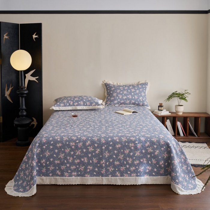 91家纺网 家纺一手货源 找家纺 漫仙阁家纺 2025新款热卖法式花边款加厚床盖床盖三件套 古巷