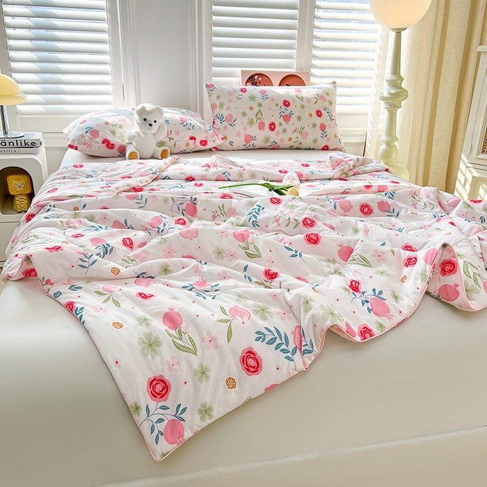 91家纺网 家纺一手货源 找家纺 好梦来家纺（原锦茂家纺） 2025新款印花凉感丝抗菌夏被 春意