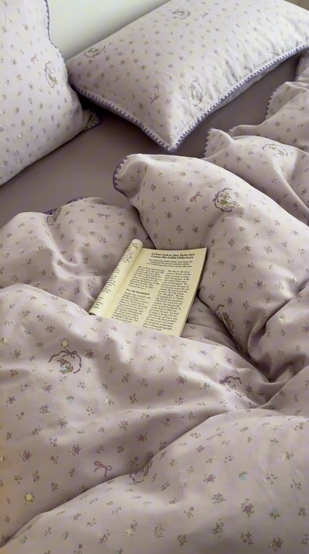 91家纺网 家纺一手货源 找家纺 2025新款工艺款全棉双层纱小清新贝壳边四件套 梦露