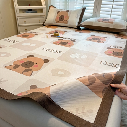 席佬大 2025新款高克重卡通数码印花冰藤席床席床笠款 卡皮巴拉-平铺款-平铺款