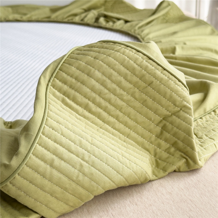 91家纺网 家纺一手货源 找家纺 法芙娜家纺 2025新款全棉40S水洗棉床笠 抹茶色