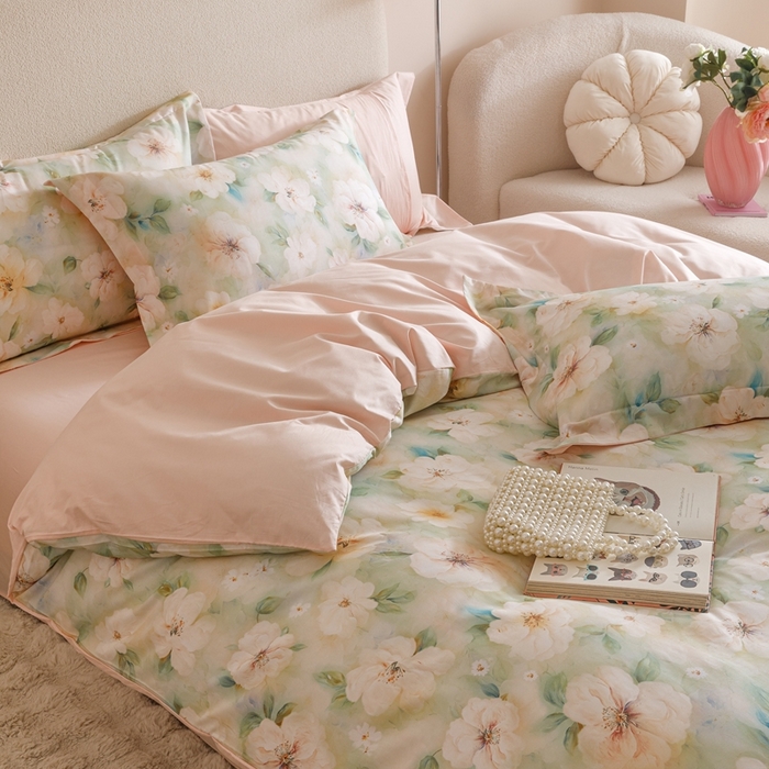 91家纺网 家纺一手货源 找家纺 （总）2025新款全棉纯棉【如梦令】红金裸盖棉四件套【标准号全网控价（折后券后）不低于199元】