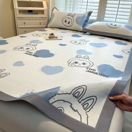 席佬大 2025新款高克重卡通数码印花冰藤席床席床笠款 小怪兽-平铺款