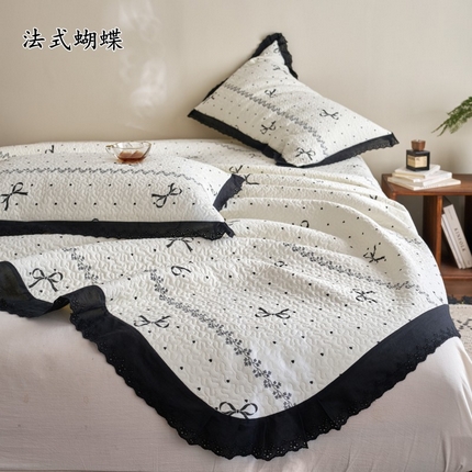 91家纺网 家纺一手货源 找家纺 （总）漫仙阁家纺 2025新款热卖法式花边款双层纱床盖床盖三件套