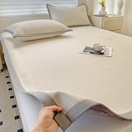 富馨莱 2025新款A类480克PE凉感凉豆豆凉席三件套和单件平铺款 熊猫嘟嘟-灰