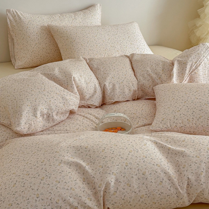 91家纺网 家纺一手货源 找家纺 塞纳 2026新款.全棉有氧双层纱四件套-场景一 柠语-桔