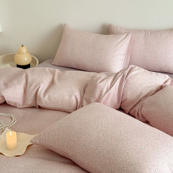 91家纺网 家纺一手货源 找家纺 塞纳 2026新款.全棉有氧双层纱四件套-场景一 流薇纱-红