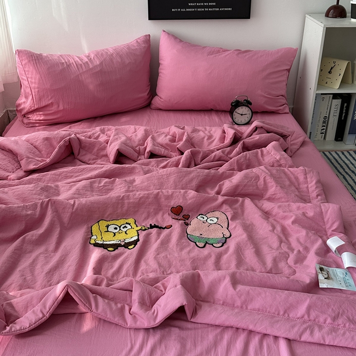 91家纺网 家纺一手货源 找家纺 （总）优色良品家纺 2025新款卡通毛巾绣夏被四件套