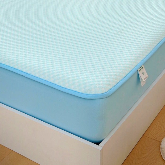 91家纺网 家纺一手货源 找家纺 绒宴家纺 2025新款提花凉席凉豆豆冰豆豆凉席三件套 简约-淡蓝床笠款