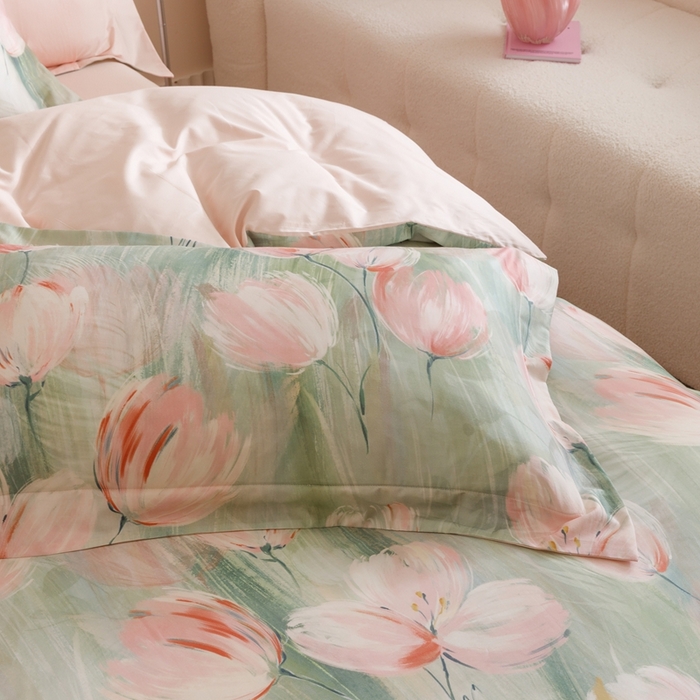 91家纺网 家纺一手货源 找家纺 2025新款全棉纯棉【如梦令】红金裸盖棉四件套【标准号全网控价（折后券后）不低于199元】 青枝柔蔓