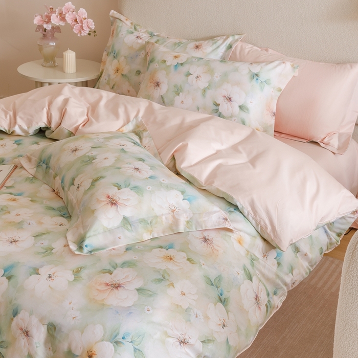 91家纺网 家纺一手货源 找家纺 （总）2025新款全棉纯棉【如梦令】红金裸盖棉四件套【标准号全网控价（折后券后）不低于199元】