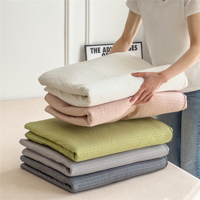 91家纺网 家纺一手货源 找家纺 法芙娜家纺 2025新款全棉40S水洗棉床笠 浅灰