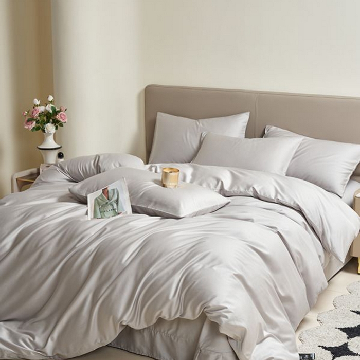 91家纺网 家纺一手货源 找家纺 暖芯家纺 2025新款60S黑标全棉四件套 浅松灰