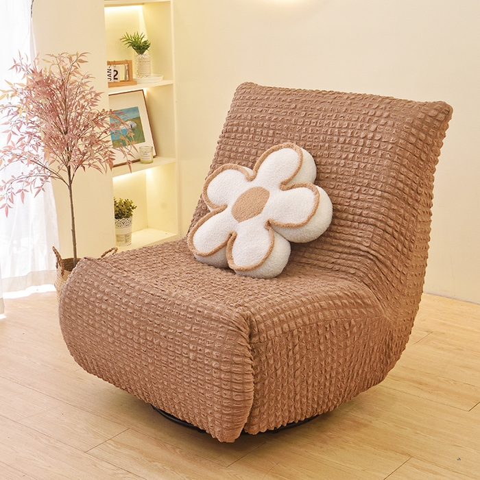 91家纺网 家纺一手货源 找家纺 启博家纺 2025新款泡泡纱功能款毛毛虫沙发套 驼色