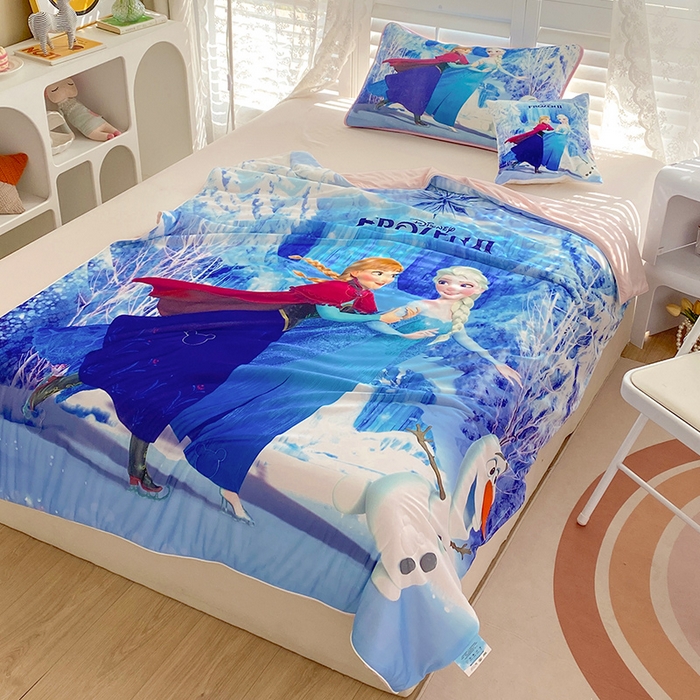 91家纺网 家纺一手货源 找家纺 ds生活馆 2025新款A类大版卡通凉感丝夏被 冰雪奇缘