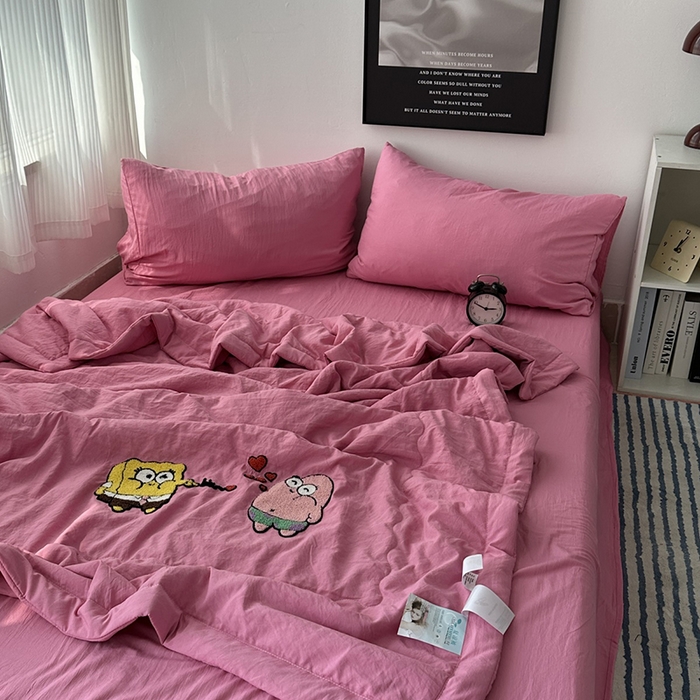 91家纺网 家纺一手货源 找家纺 （总）优色良品家纺 2025新款卡通毛巾绣夏被四件套