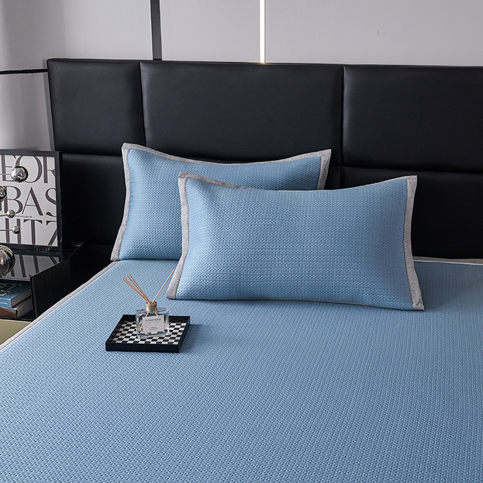 91家纺网 家纺一手货源 找家纺 席之家 2025新款4D冰感泡泡凉席-暮光 暮光-蓝(直角)