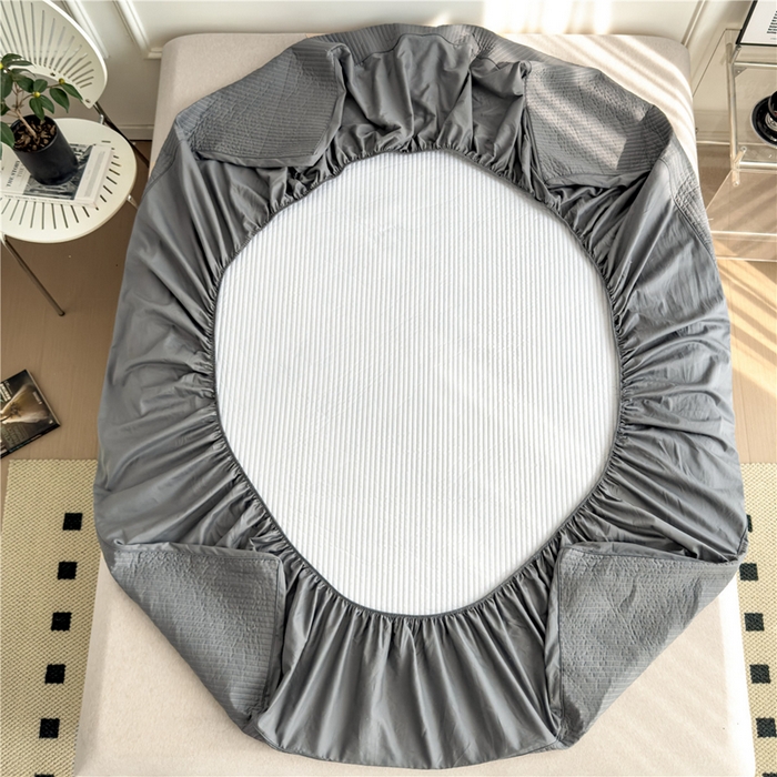 91家纺网 家纺一手货源 找家纺 法芙娜家纺 2025新款全棉40S水洗棉床笠 深灰