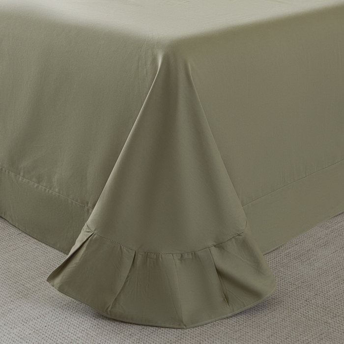 91家纺网 家纺一手货源 找家纺 2025新款亲肤全棉三层纱提花四件套 叶语-兰苕