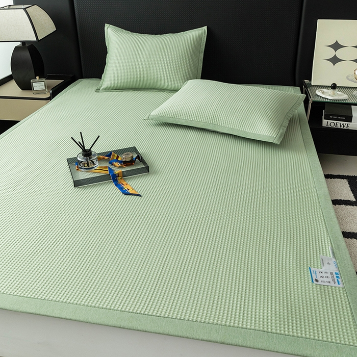 91家纺网 家纺一手货源 找家纺 安哆啦家纺 2025新款480克高端PE冰豆豆软凉席 华夫格-抹茶绿