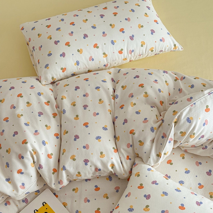 91家纺网 家纺一手货源 找家纺 塞纳 2026新款.全棉有氧双层纱四件套-场景一 彩菇轻语