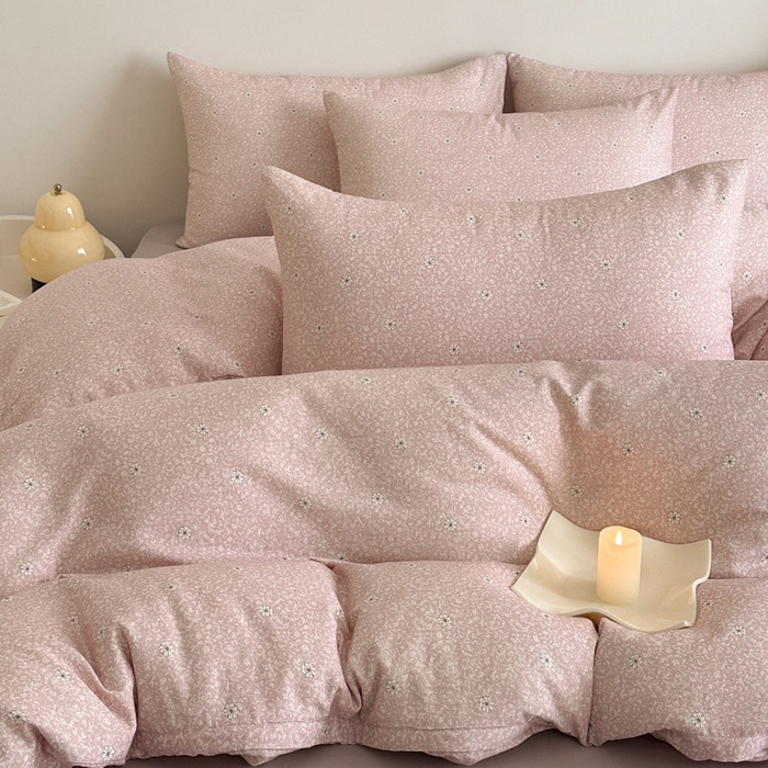 91家纺网 家纺一手货源 找家纺 塞纳 2026新款.全棉有氧双层纱四件套-场景一 流薇纱-红