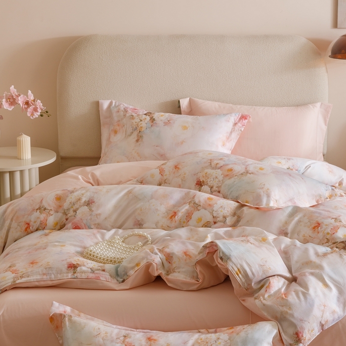 91家纺网 家纺一手货源 找家纺 2025新款全棉纯棉【如梦令】红金裸盖棉四件套【标准号全网控价（折后券后）不低于199元】 茉白予香