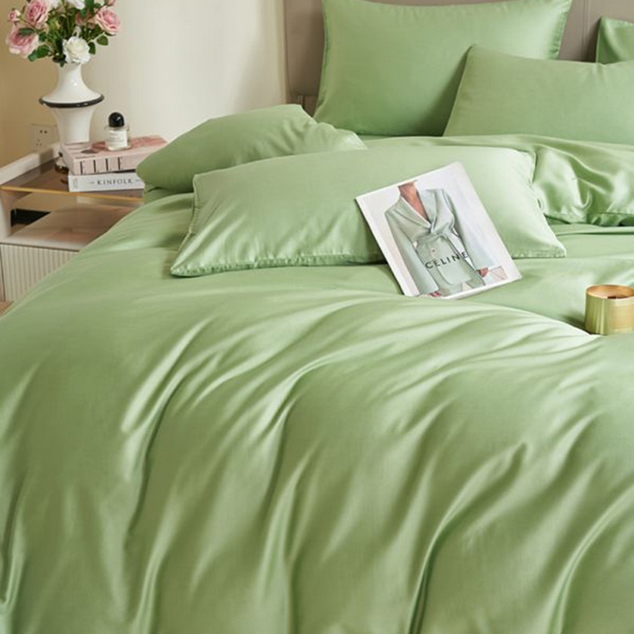 91家纺网 家纺一手货源 找家纺 暖芯家纺 2025新款60S黑标全棉四件套 翠微绿