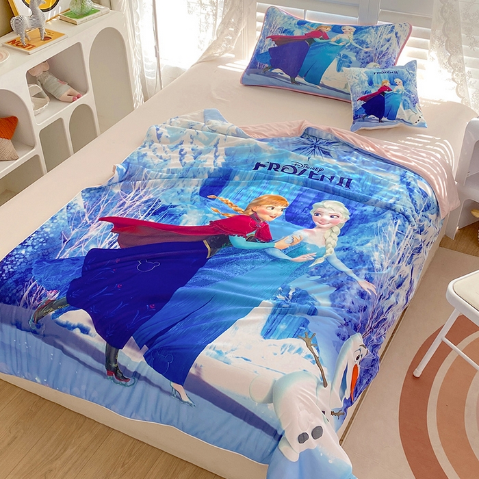 91家纺网 家纺一手货源 找家纺 ds生活馆 2025新款A类大版卡通凉感丝夏被 冰雪奇缘