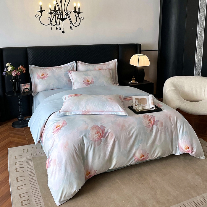 91家纺网 家纺一手货源 找家纺 金纱玉纺家纺 2025新款全棉13376数码印花四件套（礼盒包装）404A2