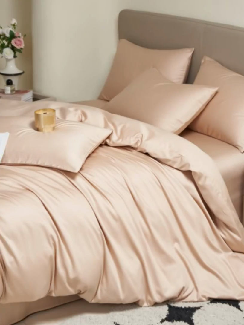 91家纺网 家纺一手货源 找家纺 暖芯家纺 2025新款60S黑标全棉四件套 奶咖杏