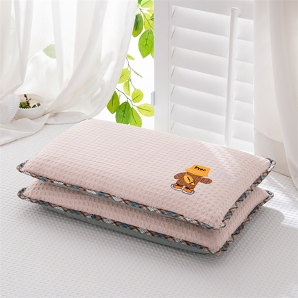 91家纺网 家纺一手货源 找家纺 （总）仁宇枕业 2025新款荞麦枕可拆洗婴幼儿童学生枕头全棉华夫格刺绣枕套+枕芯