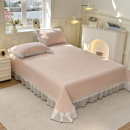 91家纺网 家纺一手货源 找家纺 （总）金艾草 发2025新款亲肤舒适纯色泡泡棉韩版韩版床盖三件套