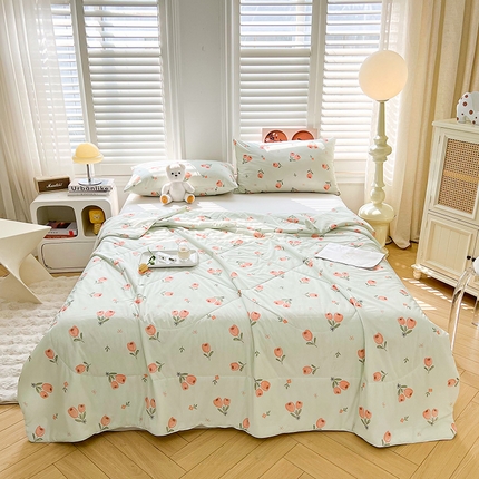 91家纺网 家纺一手货源 找家纺 好梦来家纺（原锦茂家纺） 2025新款印花凉感丝抗菌夏被 夏日玫瑰