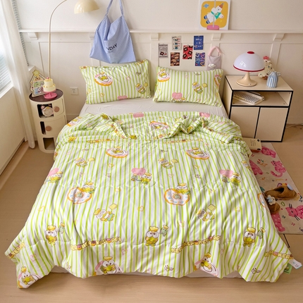 91家纺网 家纺一手货源 找家纺 昊川家纺 2025新款三丽鸥A类水洗双层纱夏被夏凉被空调被 甜甜圈大眼蛙