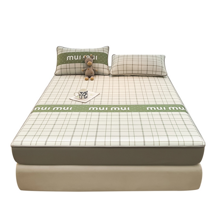 91家纺网 家纺一手货源 找家纺 2025春夏新款独家研发太空层凉感软席冰丝印花凉席床笠款 玛丽格