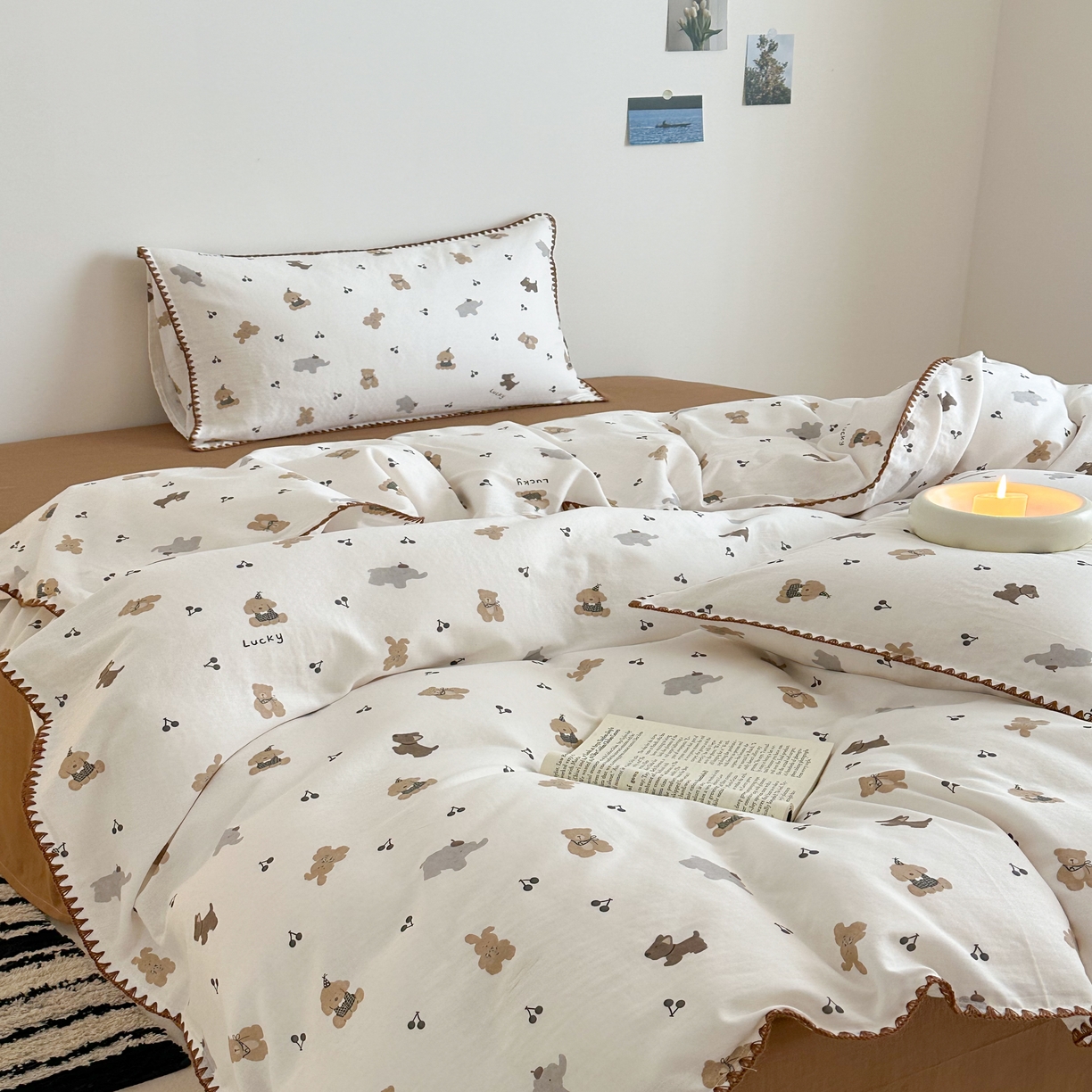 91家纺网 家纺一手货源 找家纺 （总）2025新款工艺款全棉双层纱小清新贝壳边四件套