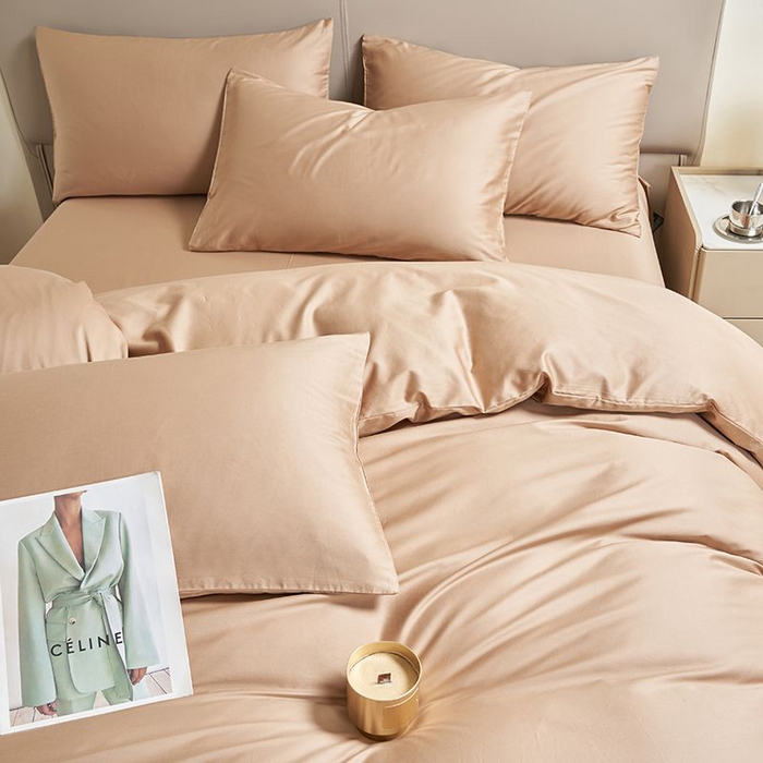 91家纺网 家纺一手货源 找家纺 暖芯家纺 2025新款60S黑标全棉四件套 香槟驼