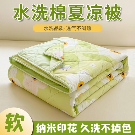 憨豆家纺 2025新款纳米印花超声波夏被简约可机洗空调被夏凉被礼品被直播跨境 叶语花香