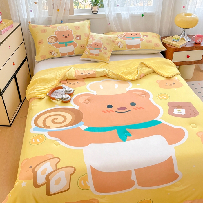 91家纺网 家纺一手货源 找家纺 ds生活馆 2025新款A类大版卡通凉感丝夏被 黄油小熊