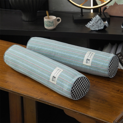 91家纺网 家纺一手货源 找家纺 （总）仁宇枕业 2025新款新品全棉色织提花水洗棉条纹圆形糖果颈椎护颈枕头枕芯