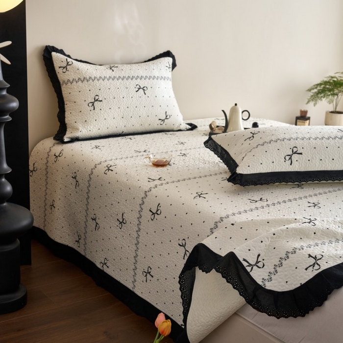 91家纺网 家纺一手货源 找家纺 漫仙阁家纺 2025新款热卖法式花边款加厚床盖床盖三件套 法式蝴蝶