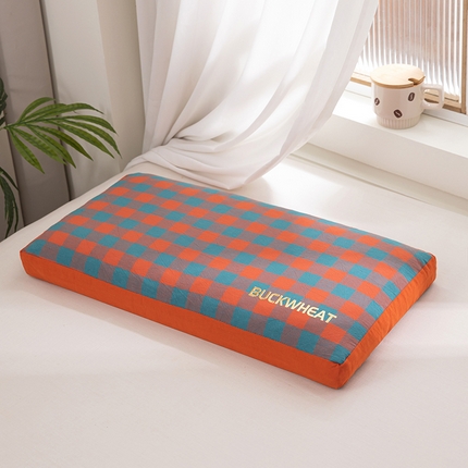 91家纺网 家纺一手货源 找家纺 （总）仁宇枕业 2025新款新品全棉色织水洗棉宫廷全荞麦枕头枕芯-无印宽边大格子系列荞麦枕