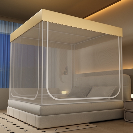 91家纺网 家纺一手货源 找家纺 （总）无瑕家居 2025新款遮光床幔防蚊三开门免安装宿舍蚊帐家用卧室儿童安装支架防摔坐床拉链蚊帐