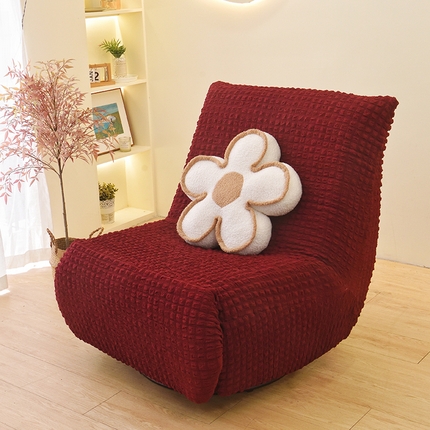 启博家纺 2025新款泡泡纱功能款毛毛虫沙发套 酒红