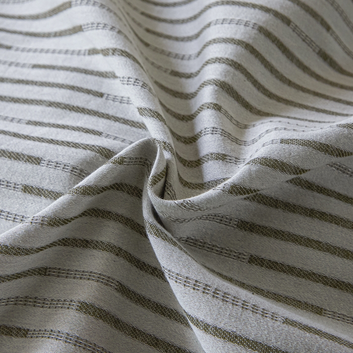 91家纺网 家纺一手货源 找家纺 2025新款亲肤全棉三层纱提花四件套 韵律-黛绿