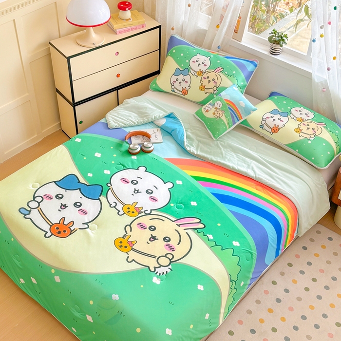 91家纺网 家纺一手货源 找家纺 ds生活馆 2026新款A类大版卡通凉感丝夏被 春游小兔