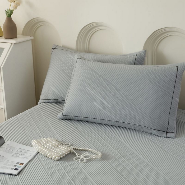 91家纺网 家纺一手货源 找家纺 2025新款亲肤流星雨冰丝席床裙 灰色