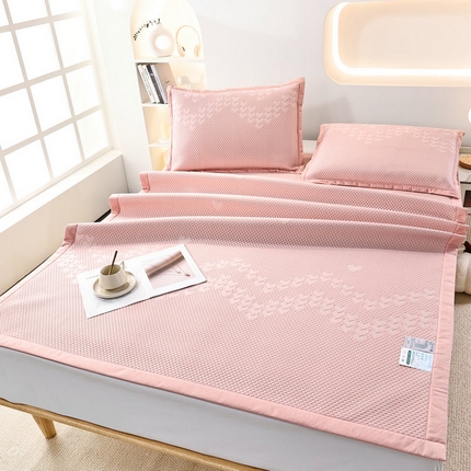 新月家纺（锦威郎） 2025新款凉爽亲肤冰豆豆条席 爱心粉