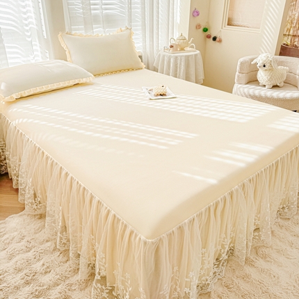 LIFE.丽芙 2025春夏新款独家研发太空层凉感软席双层蕾丝边冰丝凉席床裙款 奶昔黄